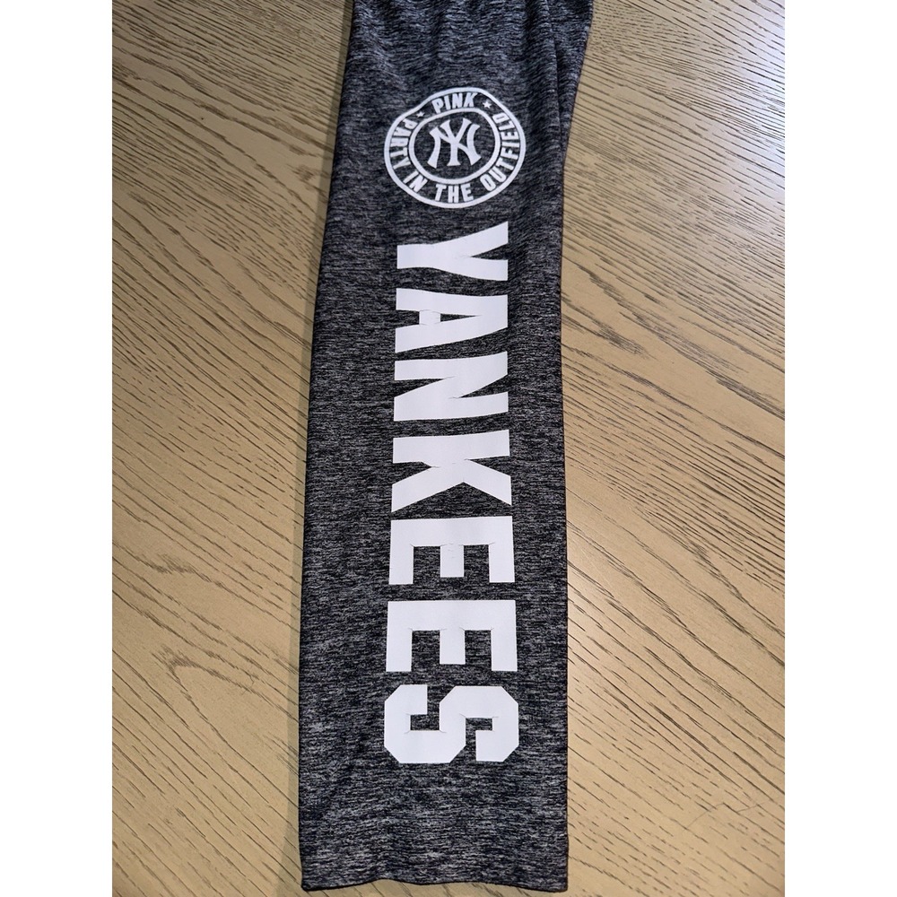 PINK Women's Heather Gray New York Yankees Logo Ankle Leggings Yoga M